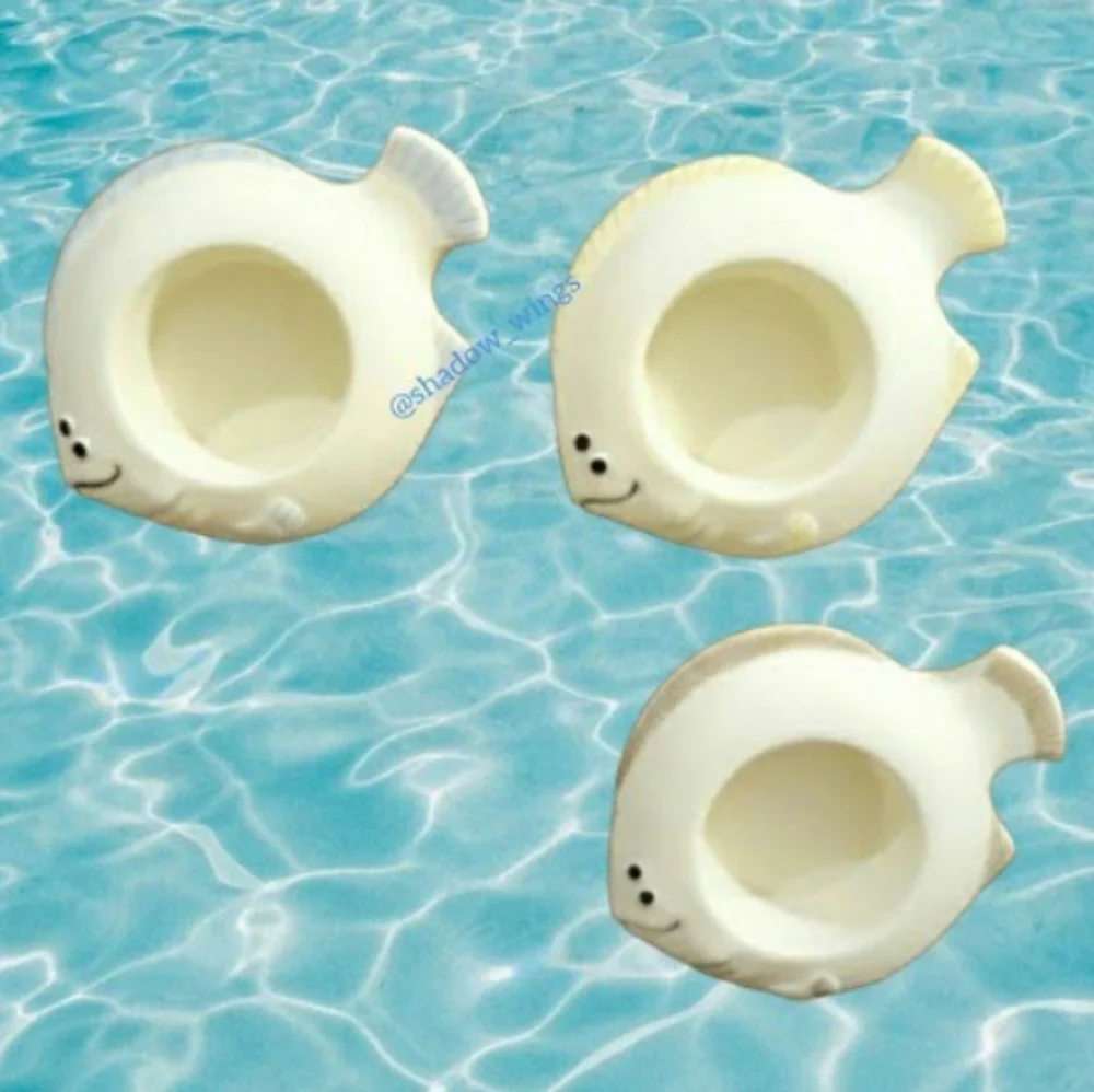 Vintage PartyLite Aqua Pals Bisque Porcelain Candle Floater - Fish Candle Holder